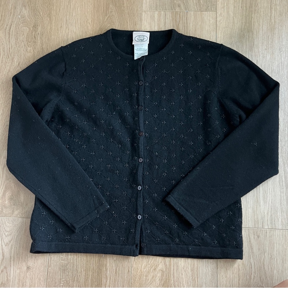 Laura Ashley 100% Wool Button Front Cardigan